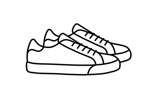 Pair of sneakers outline icon vector illustration isolated on white background.