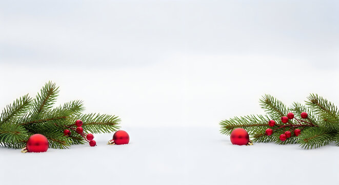 Christmas greenery with red berries and ornaments