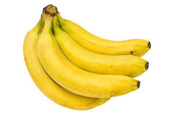 A fresh bunch of ripe yellow bananas isolated against a clean white background for food design © Sapphire