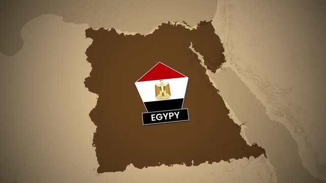 Egypt map and flag motion graphic animation video clip