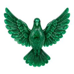 Elegant green jade dove sculpture with spread wings isolated on a clean white background © Sapphire