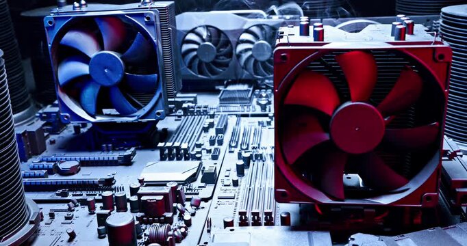 Working graphics card (GPU) during malfunction fan on heat sink.