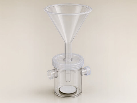 Collection funnel above a sealed particulate sampling chamber