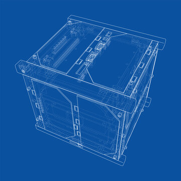 technical blueprint of a cube structure. Vector