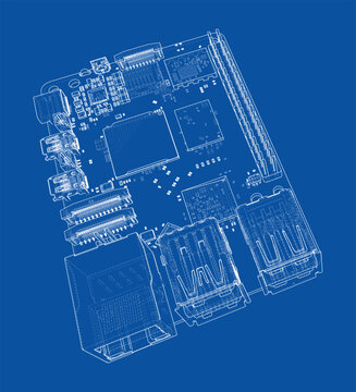 circuit board blueprint illustration. Vector