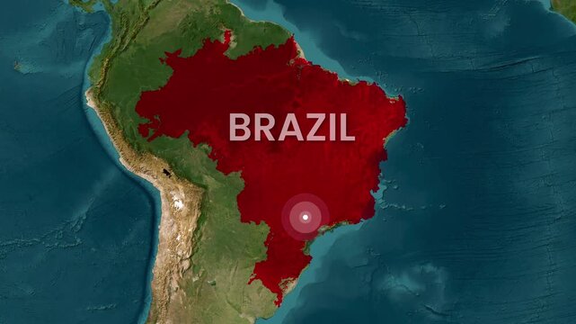 Brazil map animation zooming into Sao Paulo state video footage