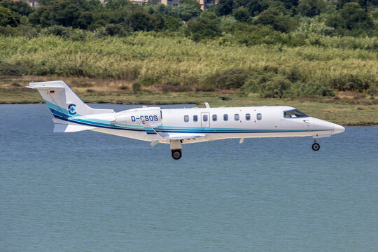 UNICAIR Bombardier Learjet 45 airplane at Corfu airport in Greece