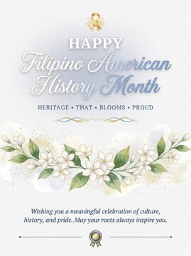 Happy Filipino American History Month Celebration Greeting Card Design