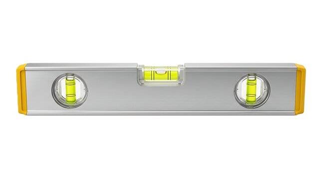 Professional Metal Spirit Level Tool Isolated On White Background For Construction And Renovation Projects