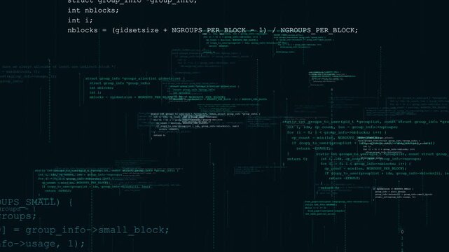 Kernel Memory Source Code Blocks Floating and Shifting on Dark Cyber Screen for Cyber Threat Investigation and Technology Documentary