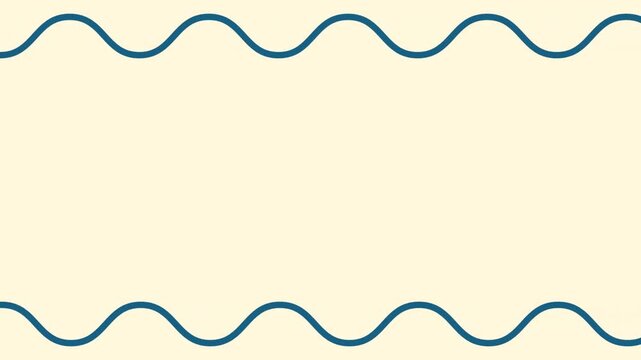 Minimalist Motion Graphics Background with Blue Wavy Lines and Animated Borders on Clean Cream Backdrop