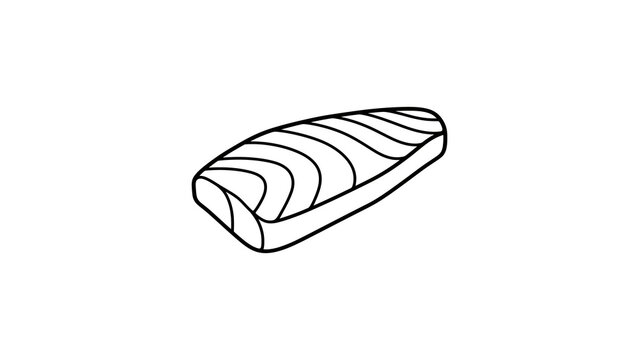 Salmon fillet steak outline icon vector illustration for food menu.