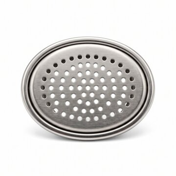 Oval Stainless Steel Perforated Strainer Insert Isolated on White