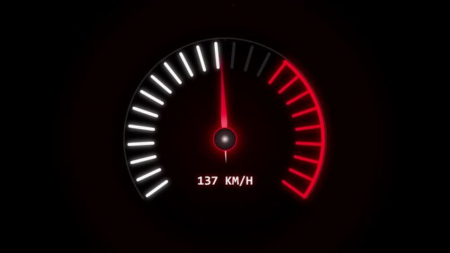 Digital speedometer showing 142 km per hour speed