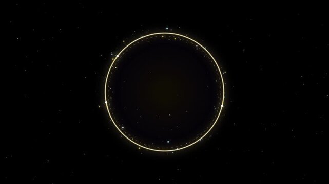 Abstract glowing ring of light particles in deep space