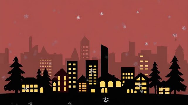 シンプルでかわいいポップアップのような街並みのイメージのイラスト背景動画