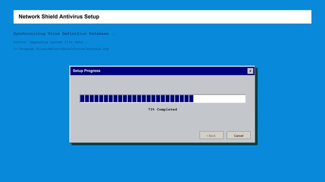 Antivirus Software Installation Failure Sequence Triggering System Crash and Blue Recovery Console for Cyber Security Presentation