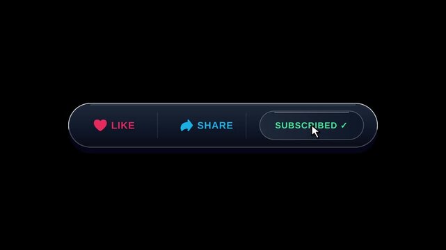 Animated social media subscribe and like button bars