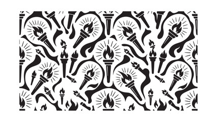 Fototapeta premium Flaming Torch Seamless Pattern for Sports Championship and Olympic Games in Vector Design and Illustration Style