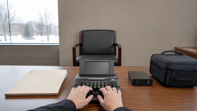 Court Reporter Stenography - Operating the stenotype keys for deposition conference room