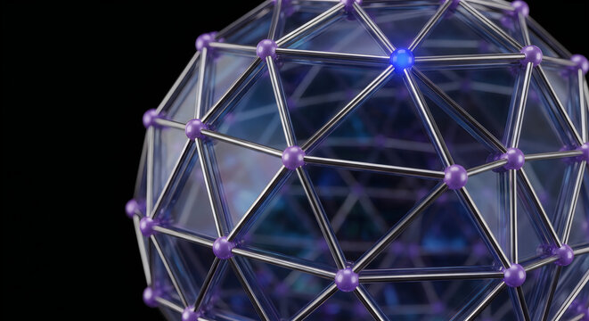 Geometric wireframe sphere with interconnected nodes