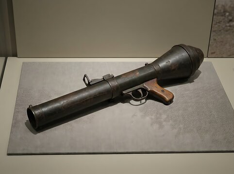 Historical german panzerfaust antitank weapon on display in a museum