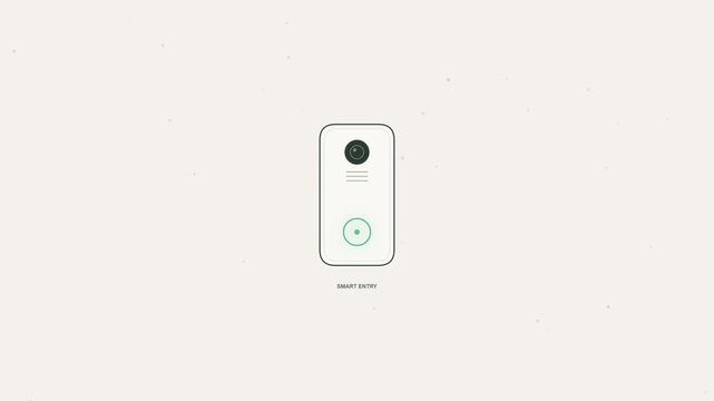Minimalist Smart Doorbell Animation with Glowing Green Indicator