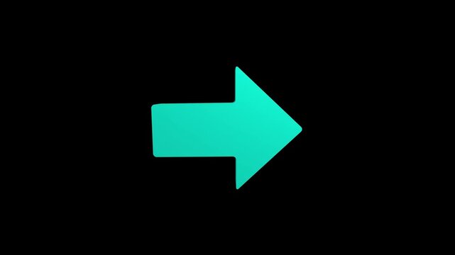 Animated 3D right arrow pointing on black background. arrow bouncing slide to right . arrow pointing right wards. Animated arrow icon pointing right.
