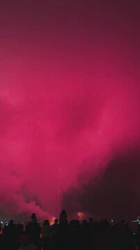 Spectacular Fireworks Display Lighting Up Dark Night Sky