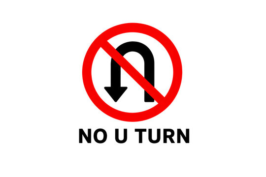No u-turn road sign prohibition symbol isolated graphic element