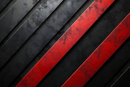 Grungy diagonal red and black textured lines create a powerful industrial aesthetic
