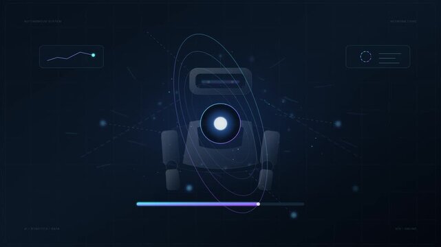Futuristic robot scanning data on digital interface