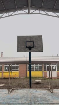 Empty Covered Basketball Court ball