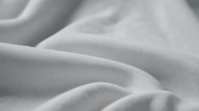 Soft white fabric texture with gentle folds and subtle shadows during a slow camera pan