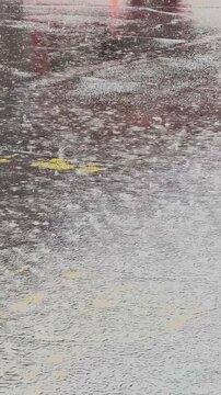 Rain Drops and Water Texture on Pavement