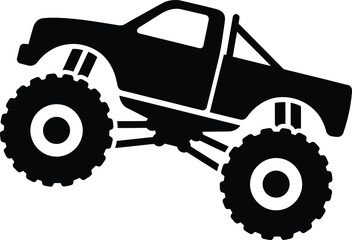 Monster truck silhouette vector. Lifted truck vector icon © Rana