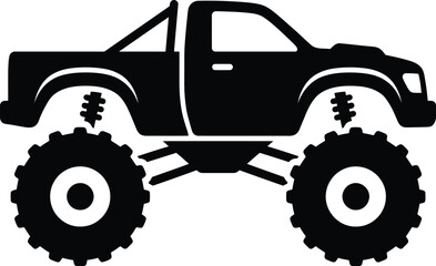 Monster truck silhouette vector. Lifted truck vector icon © Rana