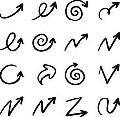 Fototapeta premium Hand-drawn arrow and loop vector icons set
