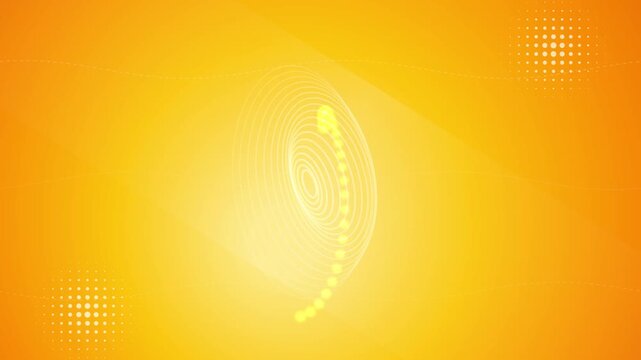 Abstract yellow motion background, with rotating glowing, particles and circular, wave patterns gold