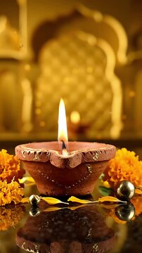 Oil Lamp or Clay Diya Focussed Shot