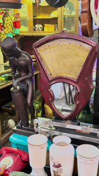 Retro Shop Display with Vintage Collectible Items