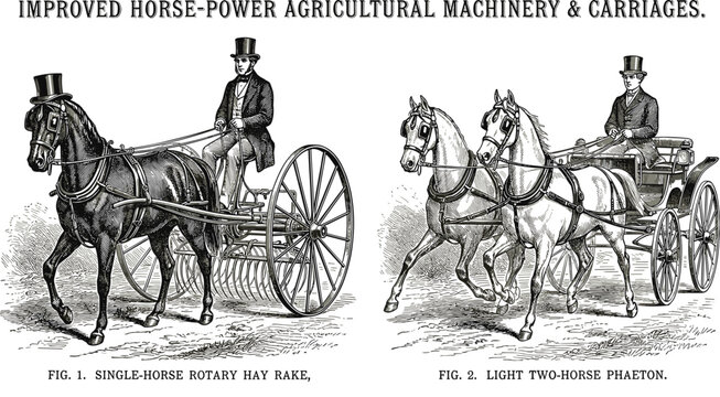 Improved Horse-Power Agricultural Machinery & Carriages Featuring Carriage