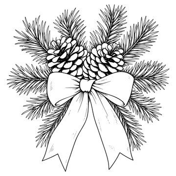 Christmas bow with spruce branches