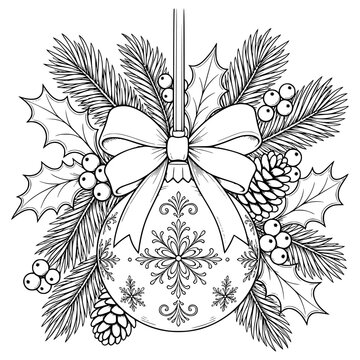 Christmas decoration with a bow and spruce branches