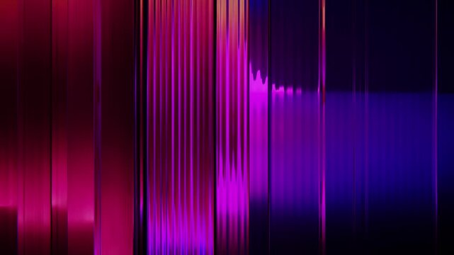 Neon reflections on glass panels background in a seamless loop