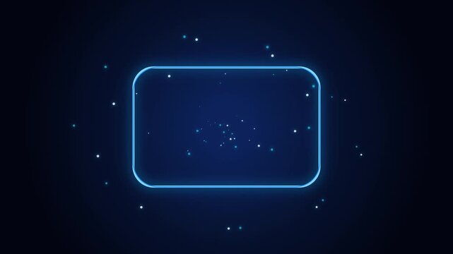 Neon blue glowing rounded rectangular frame with floating particles background, border