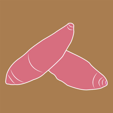 Purple Sweet Potato Flat Vector Illustration on Colored Background