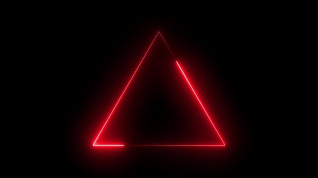 Abstract Neon triangle concept. Glowing neon triangle loop background.4k video