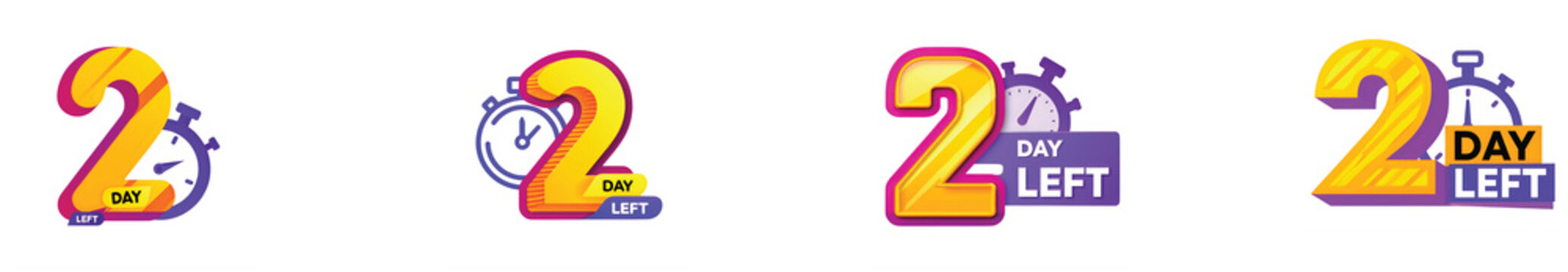 yellow 2 days left countdown timer assets with transparent background