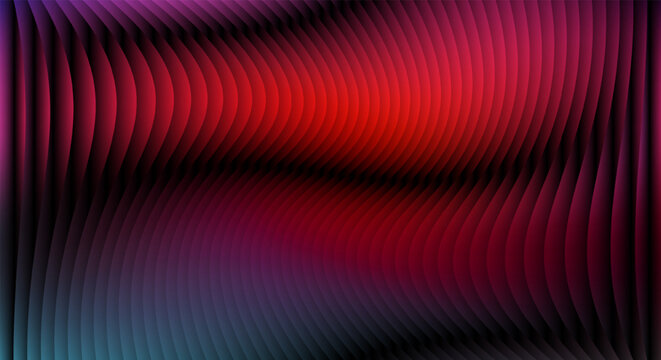 Abstract vector background template with wavy 3D lines in red and purple gradient. Modern geometric layout for corporate presentation.